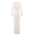 Robe Maxi Étroite Transparente à Motifs en Dentelle Blanche, Manches Longues,S-XL - IVOIRART.COM
