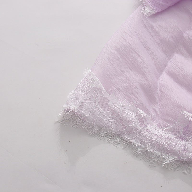 Robe maxi mousseline jaune pâle et blanc, dentelle eyelash, bretelles réglables . - IVOIRART.COM