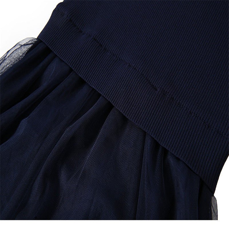 Robe mi-longue slim en maille tricotée, coutures texturées et résille unie chic - IVOIRART.COM