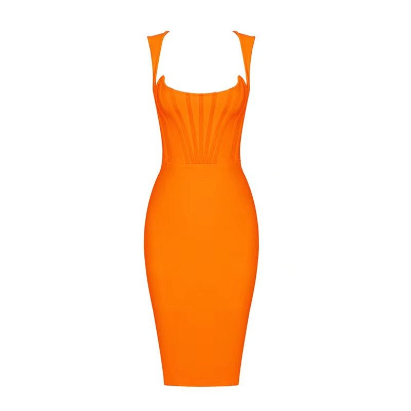 Robe moulante bandage une-pièce sans manches pour femme, longueur moyenne chic. - IVOIRART.COM