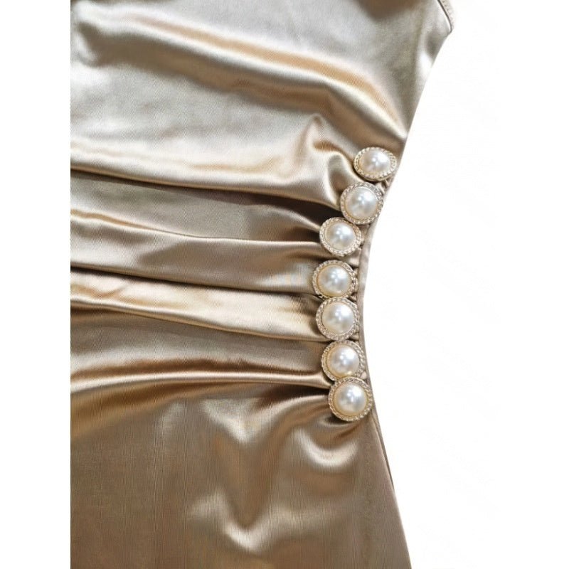 Robe Moulante Midi en Satin Sans Manches pour Femme, Élégante et Moderne - IVOIRART.COM