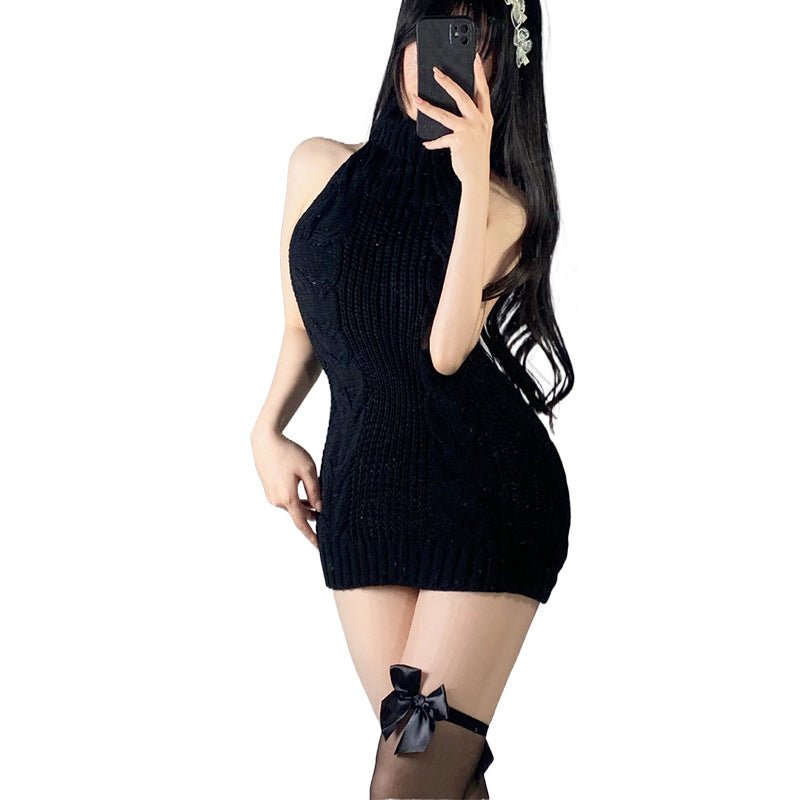 Robe-pull tendance et sexy pour femme, décolleté flatteur et texture polyester . - IVOIRART.COM