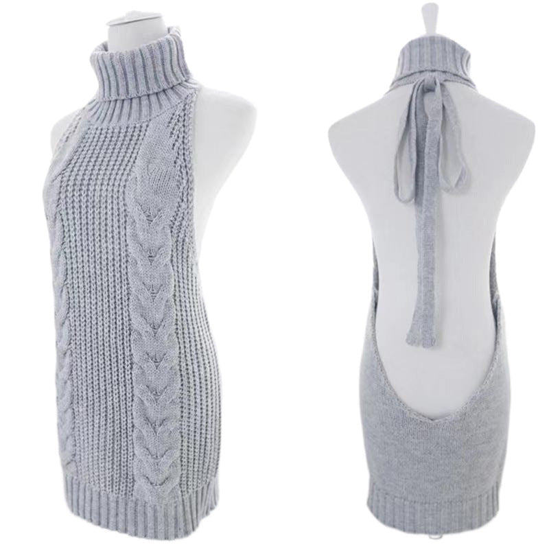 Robe-pull tendance et sexy pour femme, décolleté flatteur et texture polyester . - IVOIRART.COM