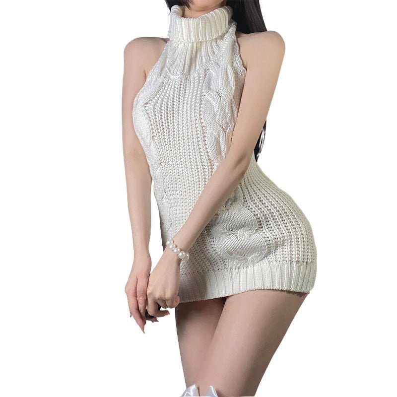 Robe-pull tendance et sexy pour femme, décolleté flatteur et texture polyester . - IVOIRART.COM