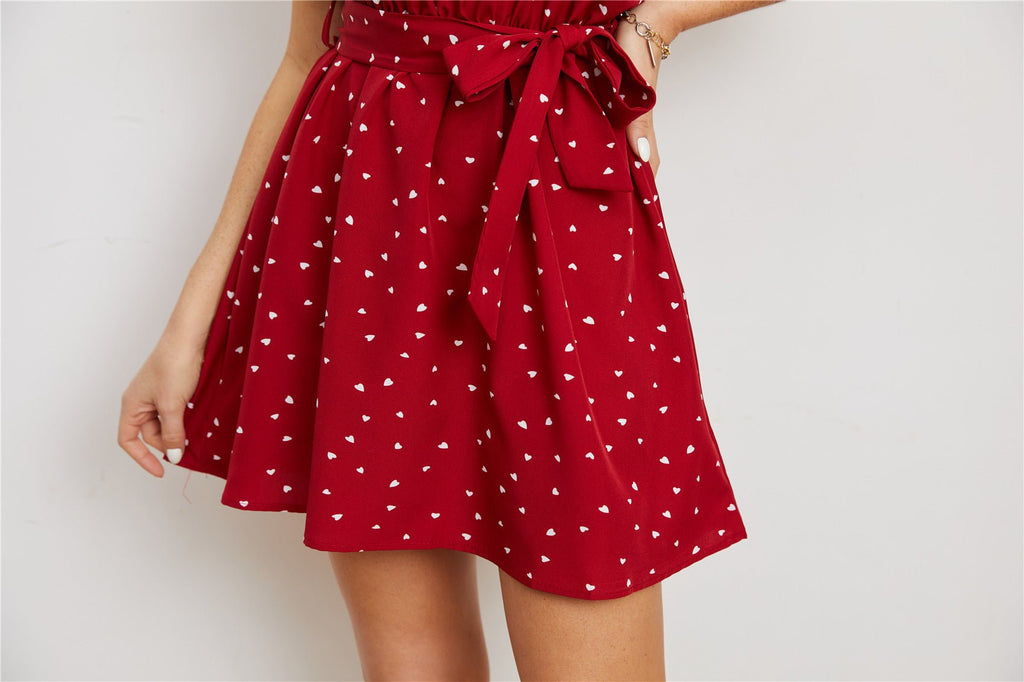 Robe sans manches imprimée avec col lacé pour femmes, élégante et moderne - IVOIRART.COM