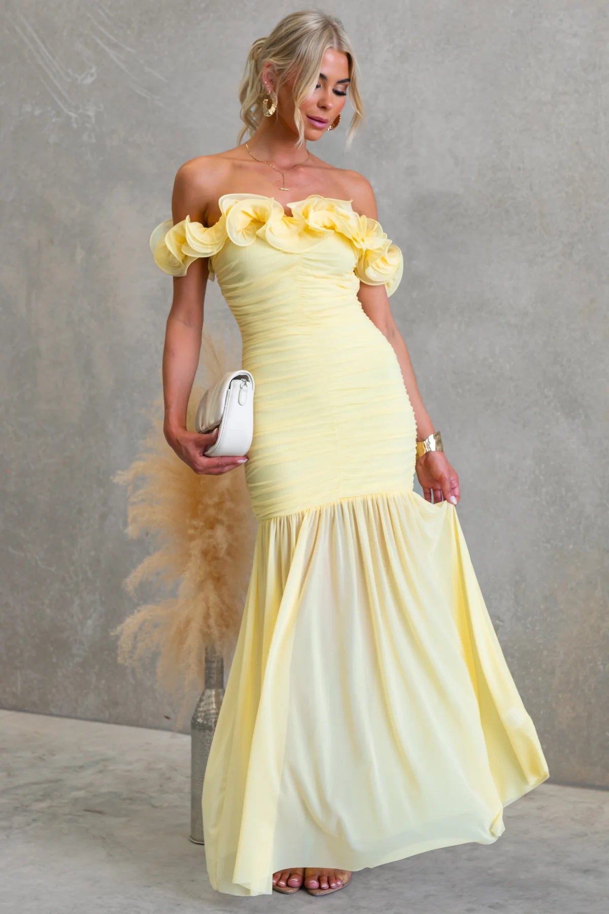 Robe Sexy Moulante En Maille Transparente Uni Printemps - Été Épaule Nue Vacances - IVOIRART.COM