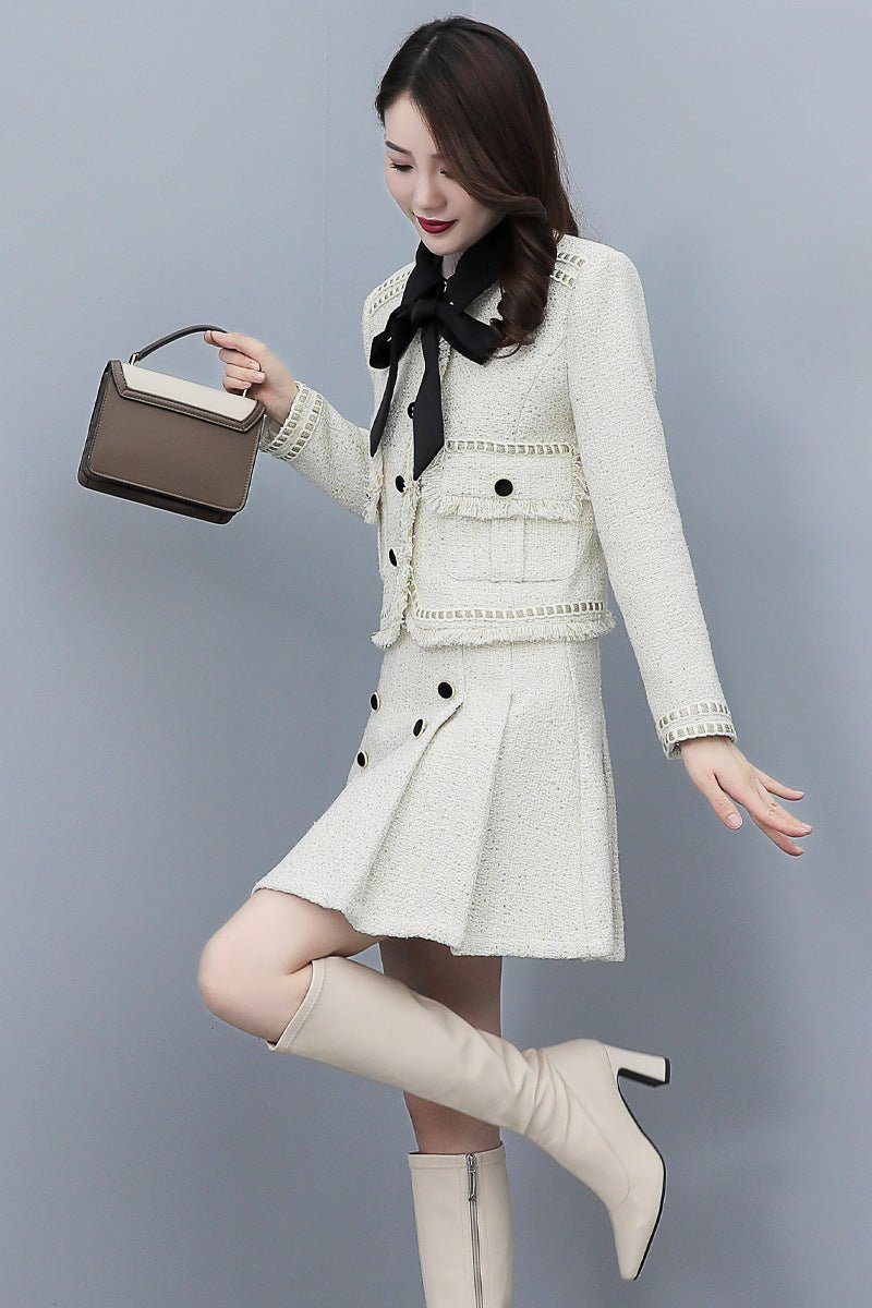 Robe tweed haut de gamme célébrité pour rendez-vous, élégante et de tempérament. - IVOIRART.COM