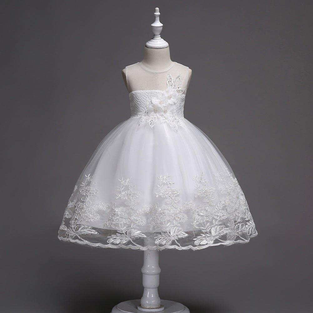 Robes pour filles : robes de soirée sans manches à imprimé princesse en tulle - IVOIRART.COM