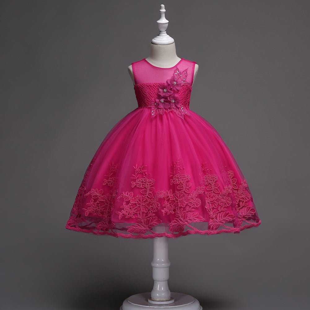 Robes pour filles : robes de soirée sans manches à imprimé princesse en tulle - IVOIRART.COM