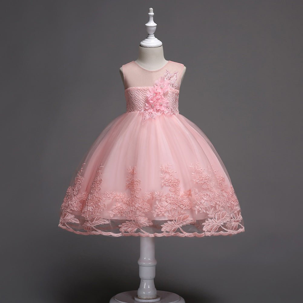 Robes pour filles : robes de soirée sans manches à imprimé princesse en tulle - IVOIRART.COM