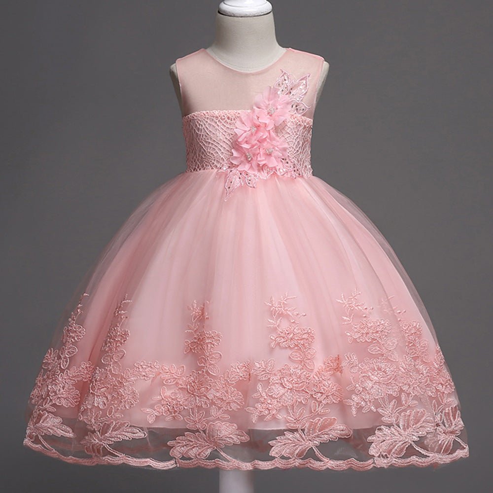 Robes pour filles : robes de soirée sans manches à imprimé princesse en tulle - IVOIRART.COM