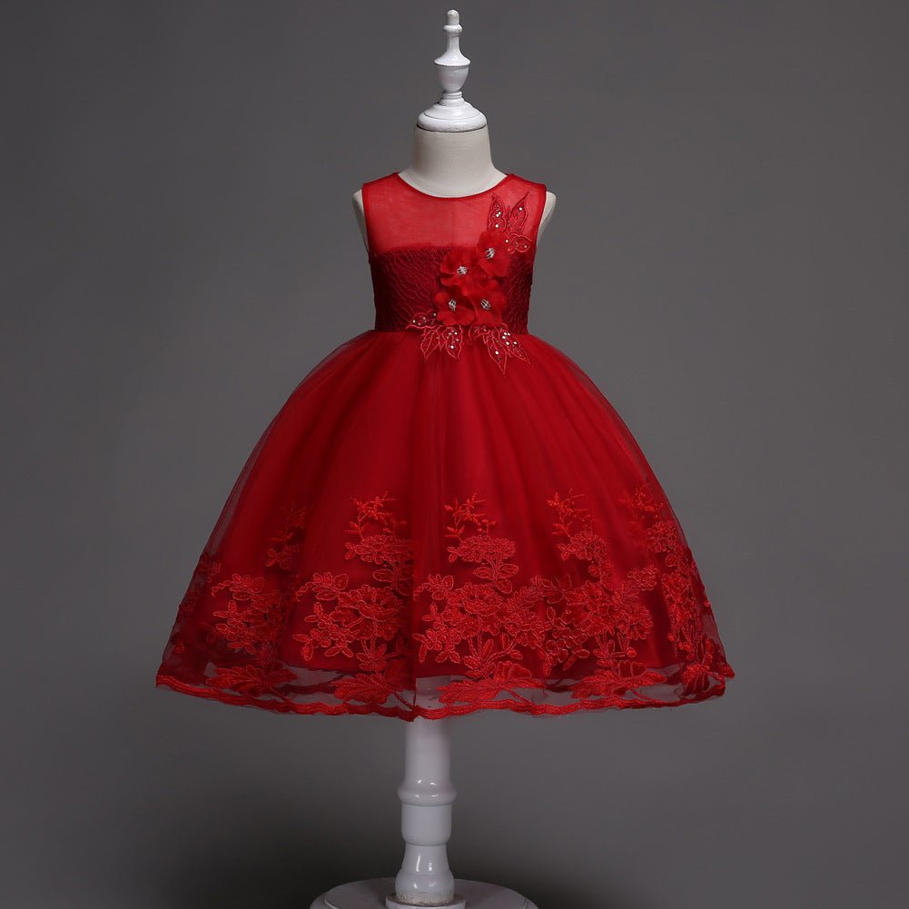 Robes pour filles : robes de soirée sans manches à imprimé princesse en tulle - IVOIRART.COM