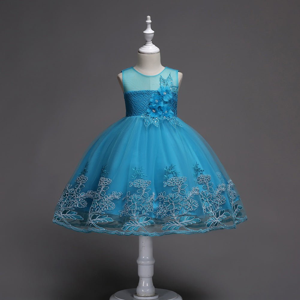 Robes pour filles : robes de soirée sans manches à imprimé princesse en tulle - IVOIRART.COM