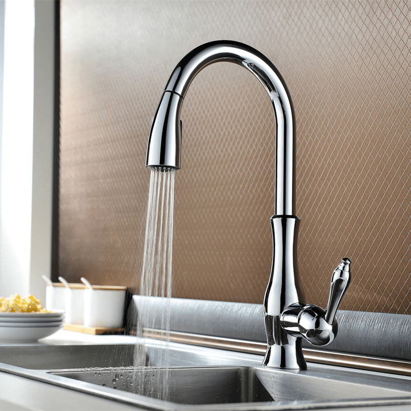 Robinet cuisine cuivre rotatif bec rétractable extractible, cartouche céramique XL - IVOIRART.COM