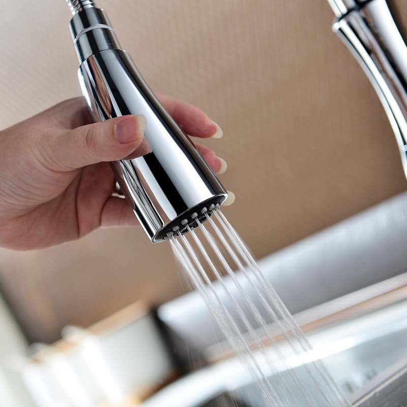Robinet cuisine cuivre rotatif bec rétractable extractible, cartouche céramique XL - IVOIRART.COM
