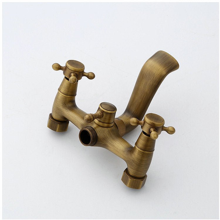 Robinet de baignoire en cuivre antique avec finition murale et fonction pluie - IVOIRART.COM