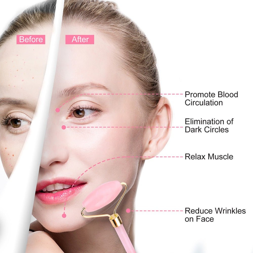 Rouleur de Jade pour Massage Facial Soulageant la Tension et Revitalisant la Peau - IVOIRART.COM