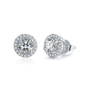 Round Bag Ear Studs Four-claw Moissanite Stud Earrings - IVOIRART.COM