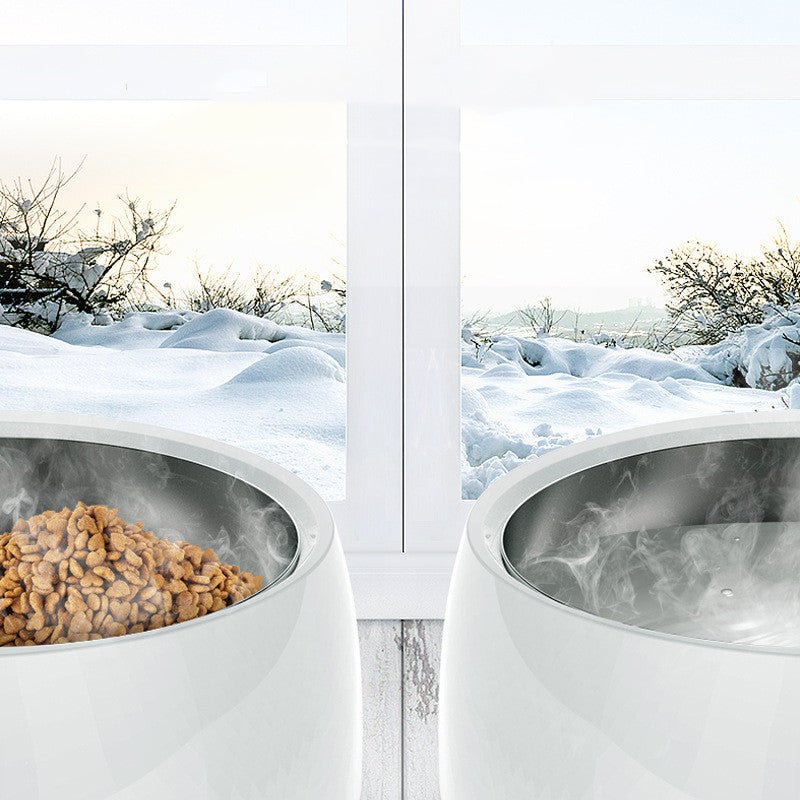 Round Stainless Steel Smart Heating Bowl Feeder - IVOIRART.COM