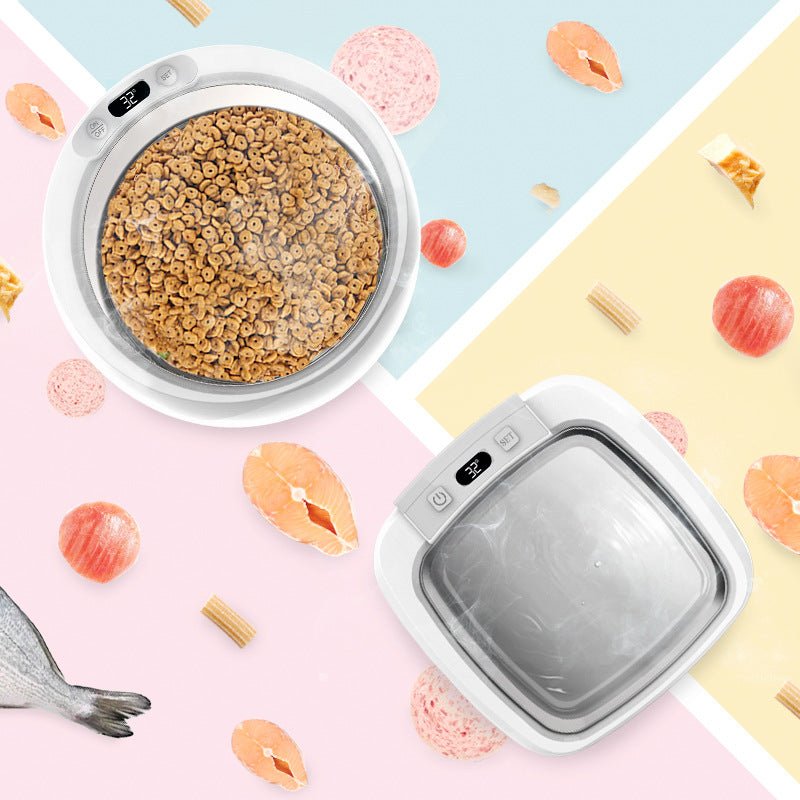 Round Stainless Steel Smart Heating Bowl Feeder - IVOIRART.COM