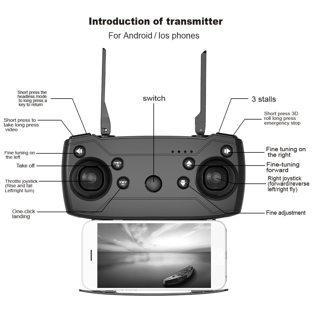 S163 Drone pliable double caméra 4 axes télécommande 13-15 min autonomie - Stable - IVOIRART.COM