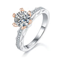 S925 Bague Argent Sterling 1ct Moissanite 6.5mm Coeurs Or sertis Pavé US 5-9 GRA - IVOIRART.COM
