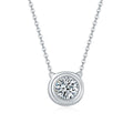 S925 Collier Argent 1ct Moissanite D-VVS1 Pendentif Biseau Minimaliste avecBoîte - IVOIRART.COM