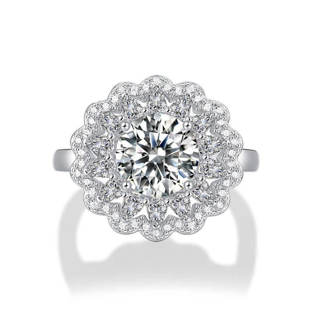 S925 Silver Moissanite Ring Flowers Female New Trendy Ring Adjustable Source Ring In Stock Generation - IVOIRART.COM