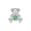 S925 Silver Pave Bear Brooch 8x6mm Oval Green Chalcedony 7g Platinum Plated Fashion Gift Box - IVOIRART.COM