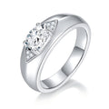 S925 Sterling Silver 1ct Marquise Moissanite Men's Ring, Wide Band With Pave Accents, Platinum Plated, US Sizes 5-9, GRA Certificate Gift Box - IVOIRART.COM