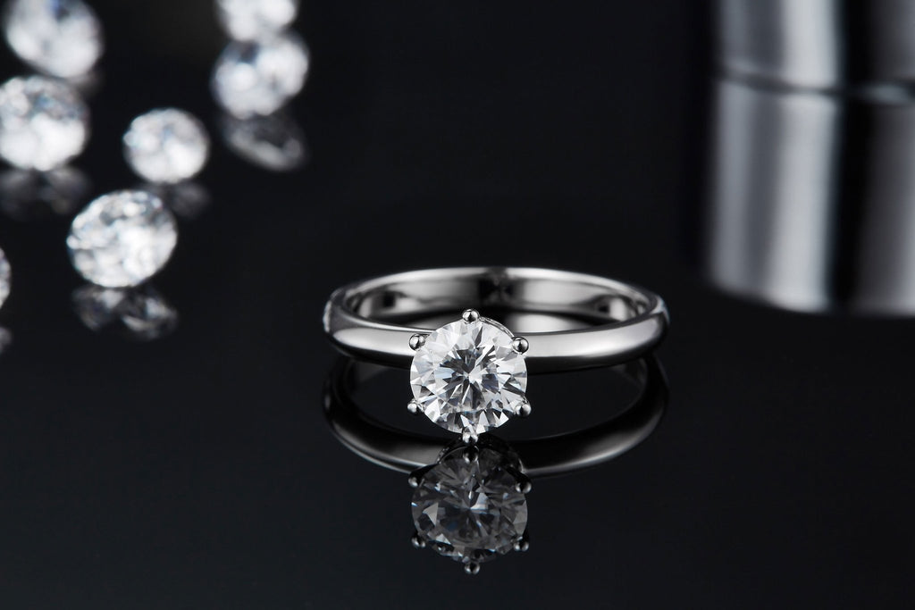 S925 Sterling Silver 1ct Moissanite Engagement Ring, D-VVS1 6-Prong Solitaire With Pave Collar, US Sizes 5-9, GRA Certificate Gift Box - IVOIRART.COM