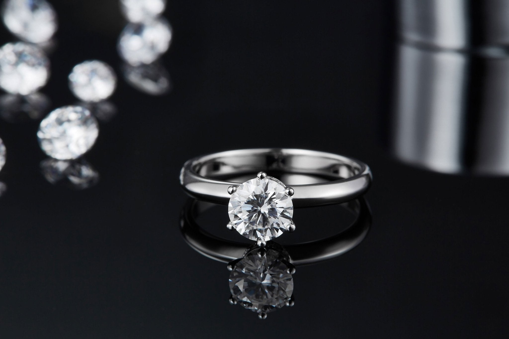 S925 Sterling Silver 1ct Moissanite Engagement Ring, D-VVS1 6-Prong Solitaire With Pave Collar, US Sizes 5-9, GRA Certificate Gift Box - IVOIRART.COM
