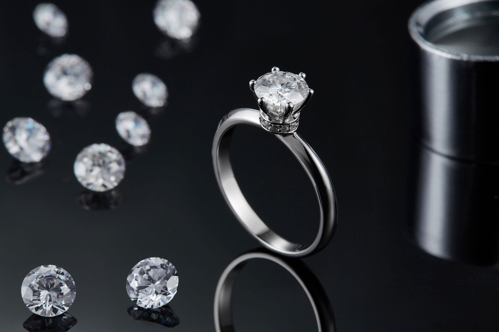 S925 Sterling Silver 1ct Moissanite Engagement Ring, D-VVS1 6-Prong Solitaire With Pave Collar, US Sizes 5-9, GRA Certificate Gift Box - IVOIRART.COM