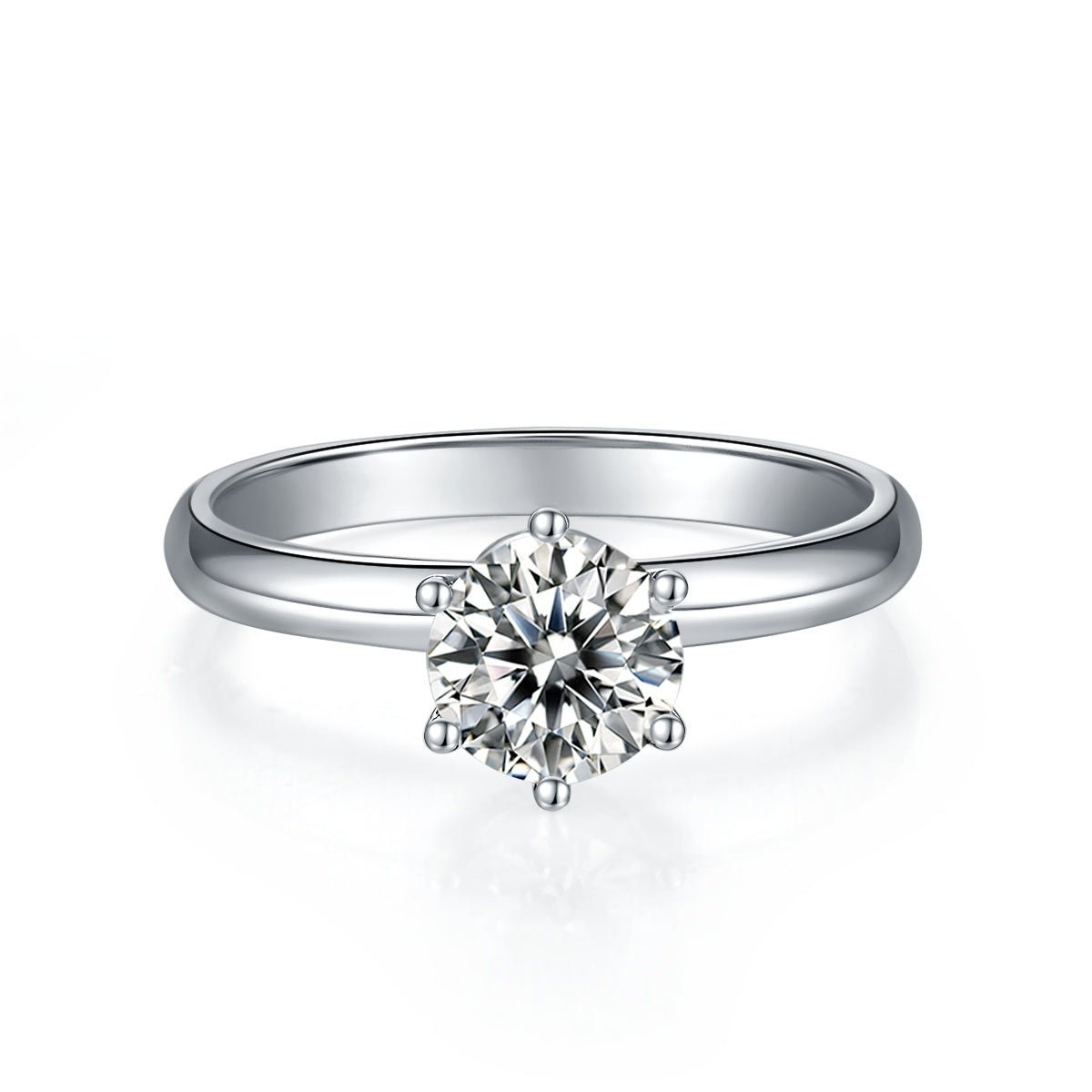 S925 Sterling Silver 1ct Moissanite Engagement Ring, D-VVS1 6-Prong Solitaire With Pave Collar, US Sizes 5-9, GRA Certificate Gift Box - IVOIRART.COM