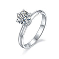 S925 Sterling Silver 1ct Moissanite Engagement Ring, D-VVS1 6-Prong Solitaire With Pave Collar, US Sizes 5-9, GRA Certificate Gift Box - IVOIRART.COM
