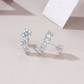 S925 Sterling Silver 3-Stone Graduated Stud Earrings, 1ct D-VVS1 Moissanite Journey Earrings, Platinum Plated 2.5g With GRA Certificate Gift Box - IVOIRART.COM