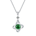 S925 Sterling Silver 4-Leaf Clover Necklace, 6.5mm Moissanite & Lab-Grown Gemstone, Platinum Plated 45cm Chain, 2.8g Women's Fine Jewelry Gift Box - IVOIRART.COM