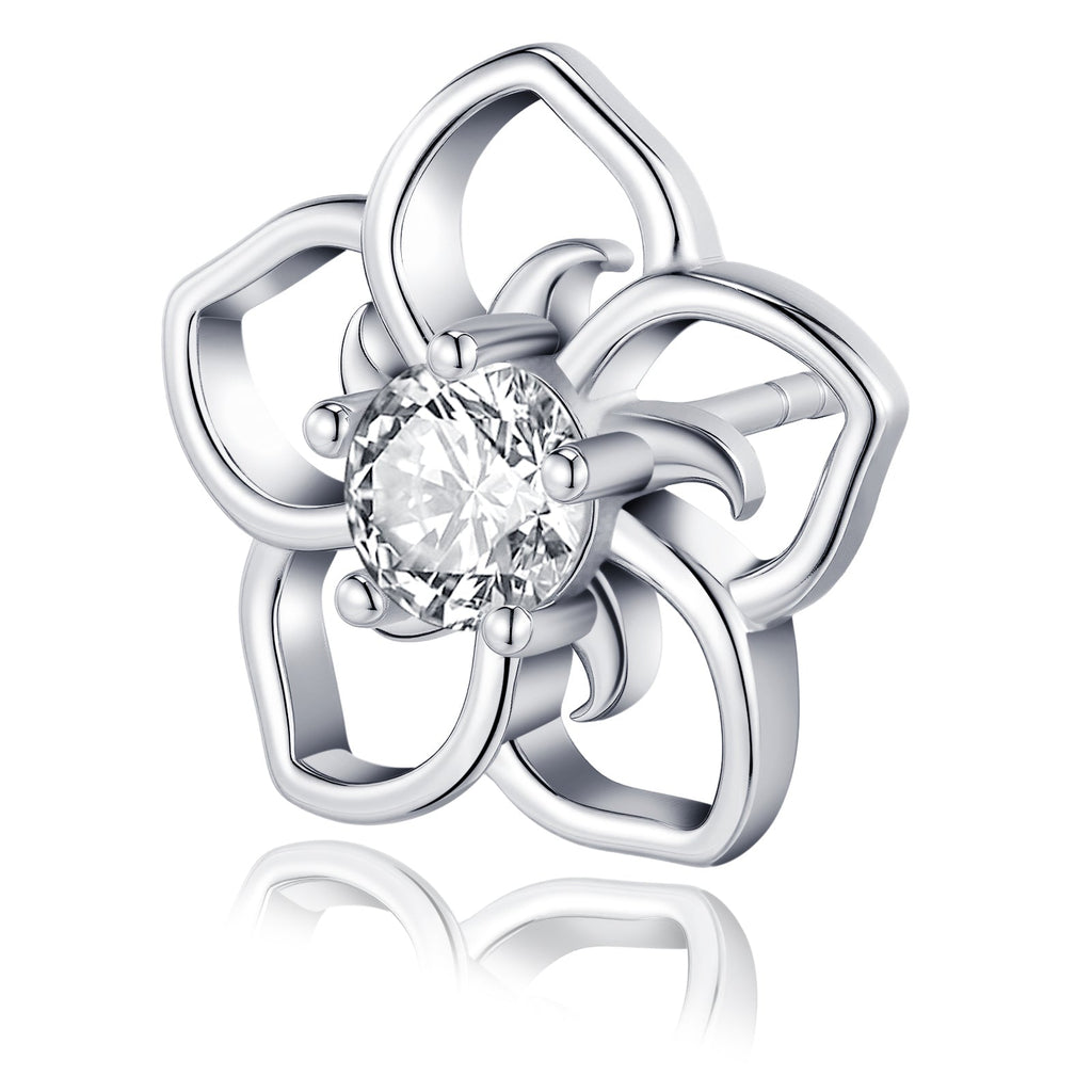 S925 Sterling Silver Abstract Flower Stud Earrings 0.5ct D-VVS1 Moissanite (GRA) - IVOIRART.COM