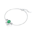 S925 Sterling Silver Bowknot Bracelet, 8x6mm Cabochon Green Chrysoprase, Platinum Plated 2.5g, 19cm Link Chain, Elegant Women's Jewelry With Gift Box - IVOIRART.COM