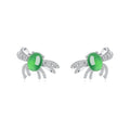 S925 Sterling Silver Bowknot Earrings, 8x6mm Oval Cabochon Green Chrysoprase, Platinum Plated 3.9g Stud Earrings For Women With Fashion Gift Box - IVOIRART.COM