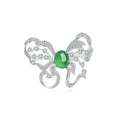 S925 Sterling Silver Butterfly Brooch, 8x10mm Green Chrysoprase Cabochon, Platinum Plated 6.7g, Elegant Women's Brooch Pin With Gift Box - IVOIRART.COM