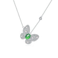 S925 Sterling Silver Butterfly Necklace, 8x6mm Oval Green Chrysoprase Pendant, Platinum Plated 45cm Chain, 5.0g Elegant Women's Jewelry With Gift Box - IVOIRART.COM