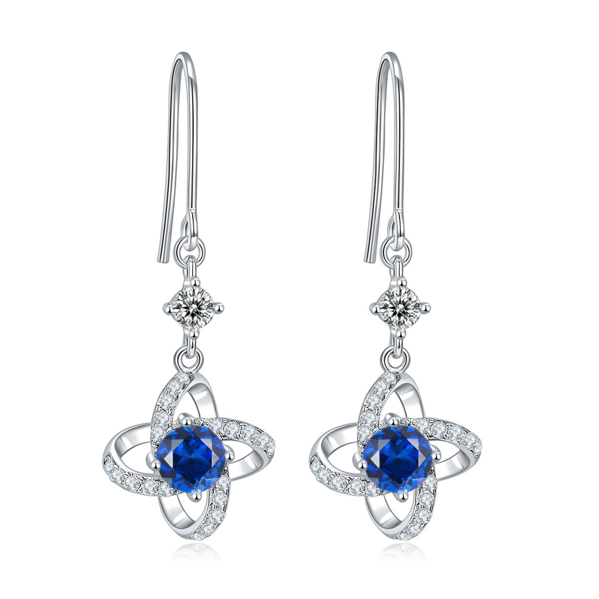S925 Sterling Silver Clover Dangle Earrings, 0.5ct D-VVS1 Moissanite & Lab-Grown Gemstones, Platinum Plated Hook Earrings For Women With Gift Box - IVOIRART.COM