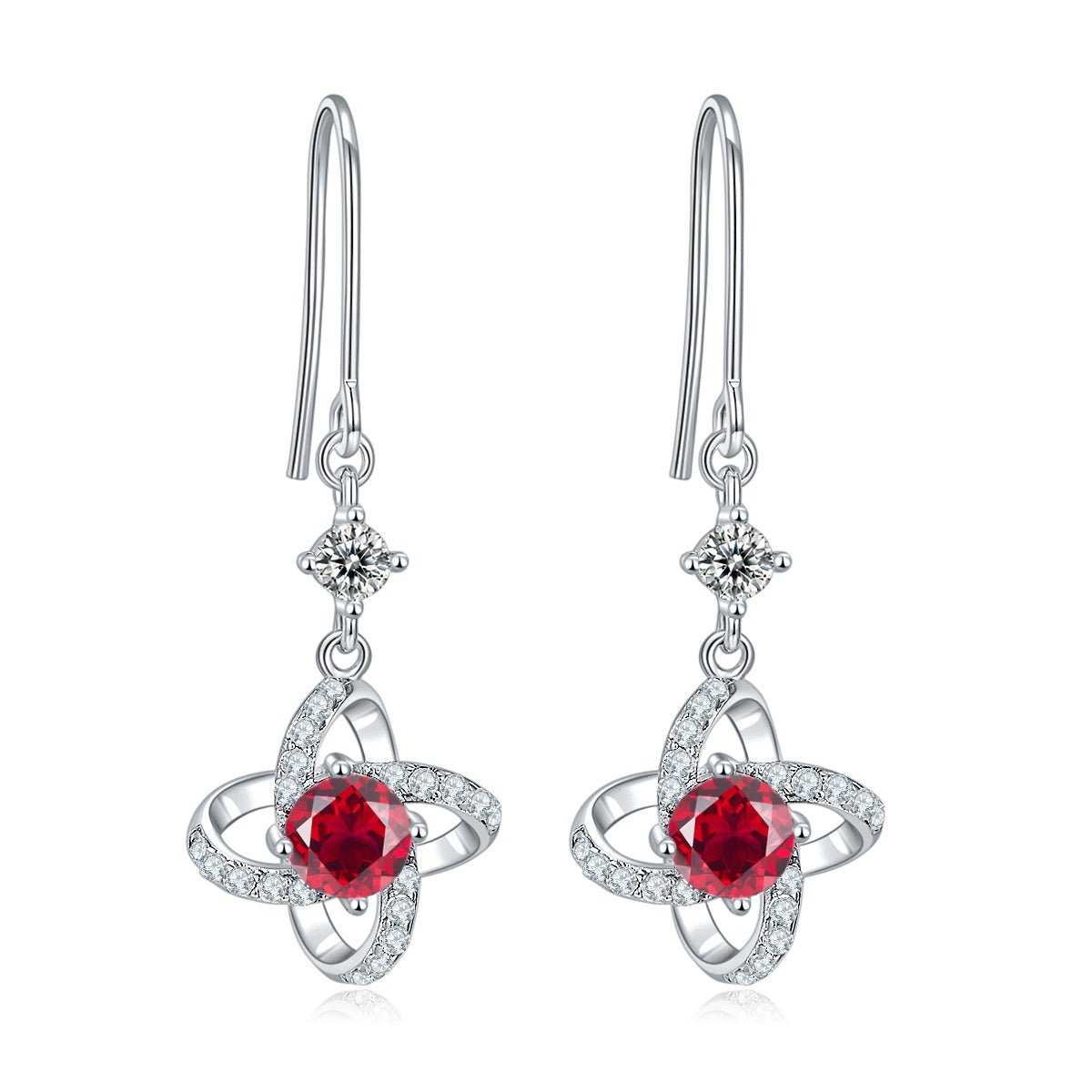 S925 Sterling Silver Clover Dangle Earrings, 0.5ct D-VVS1 Moissanite & Lab-Grown Gemstones, Platinum Plated Hook Earrings For Women With Gift Box - IVOIRART.COM