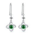 S925 Sterling Silver Clover Dangle Earrings, 0.5ct D-VVS1 Moissanite & Lab-Grown Gemstones, Platinum Plated Hook Earrings For Women With Gift Box - IVOIRART.COM