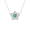 S925 Sterling Silver Flower Clover Necklace, 8mm Round Green Chrysoprase Pendant, Platinum Plated 45cm Chain, 4.5g Elegant Women's Jewelry Gift Set - IVOIRART.COM