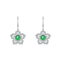 S925 Sterling Silver Flower Dangle Earrings, 6mm Round Green Chrysoprase, Platinum Plated Elegant Women's Jewelry With Gift Box - IVOIRART.COM