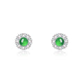 S925 Sterling Silver Flower Stud Earrings, 6mm Round Green Chrysoprase, Platinum Plated 3.2g Elegant Women's Jewelry With Gift Box Set - IVOIRART.COM