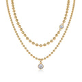 S925 Sterling Silver Gold Plated Layered Beaded Necklace, 1ct Pear D-VVS1 Moissanite Pendant, 23.3g Heavyweight Jewelry With GRA Certificate Gift Box - IVOIRART.COM