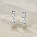 S925 Sterling Silver Heart Huggie Earrings, 0.1ct D-VVS1 Moissanite, Platinum Plated 5.6g Romantic Women's Jewelry Gift Box - IVOIRART.COM